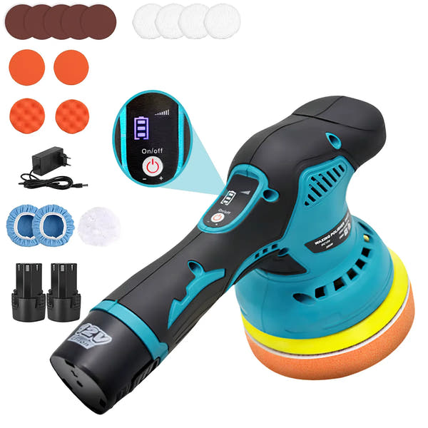 🚗✨ Pulidora Inalámbrica para Auto 12V con 6 Velocidades – Incluye 2 Baterías 2.0Ah + Kit de Accesorios