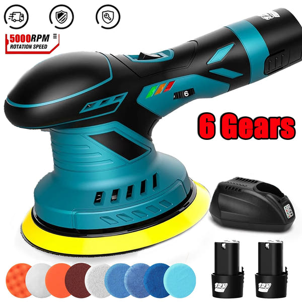 🚗✨ Pulidora Inalámbrica para Auto 12V con 6 Velocidades – Incluye 2 Baterías 2.0Ah + Kit de Accesorios