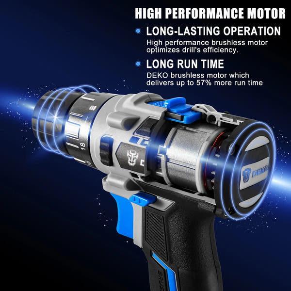 DEKO Taladro Inalámbrico 20V Brushless – Máxima Potencia y Precisión para tus Proyectos de DIY