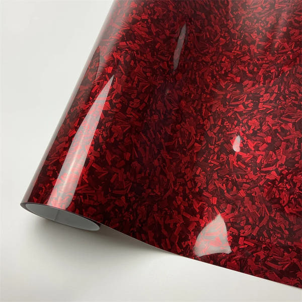 Envoltura de vinilo de fibra de carbono forjado con láser brillante, pegatina autoadhesiva para coche, película de carbono de vinilo brillante impermeable para calcomanía de coche