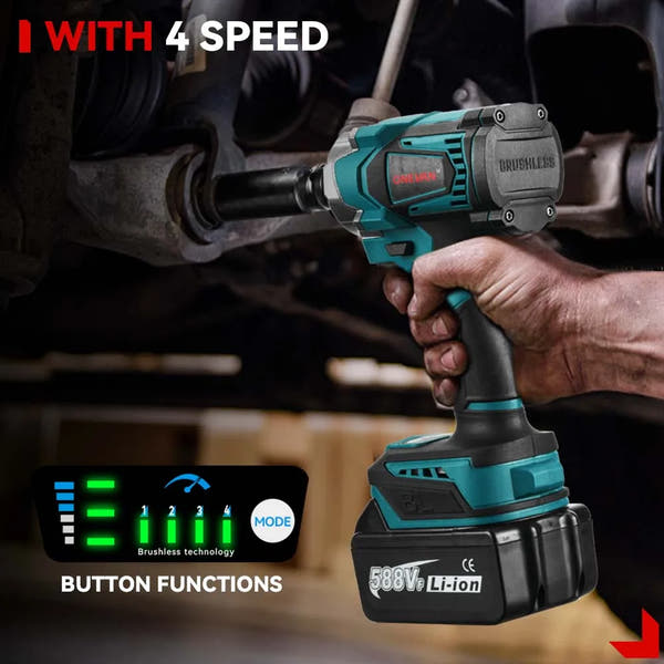 ONEVAN 18V Llave de Impacto Brushless – 1200 N·m, 8 Velocidades, con Luz LED