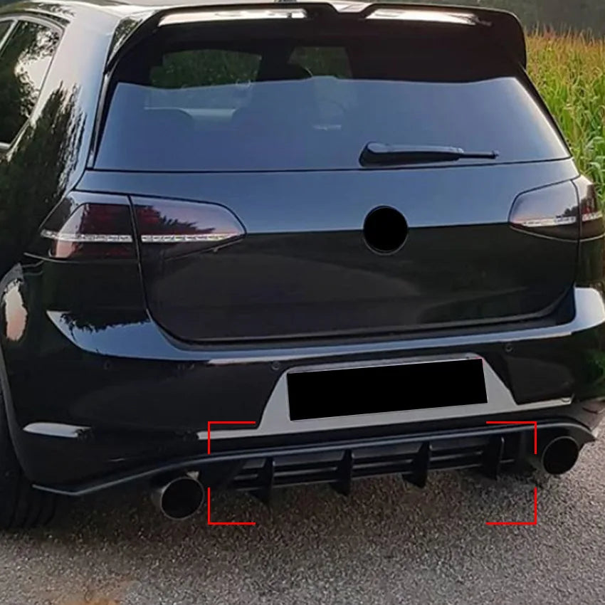 Difusor de parachoques trasero de coche, delantal trasero, aletas, divisores laterales para VW Golf 7 GTI MK7 2013-2016, labio del alerón trasero