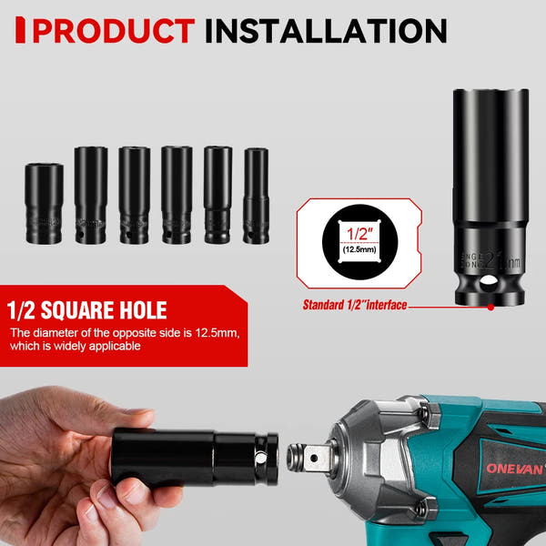ONEVAN 18V Llave de Impacto Brushless – 1200 N·m, 8 Velocidades, con Luz LED