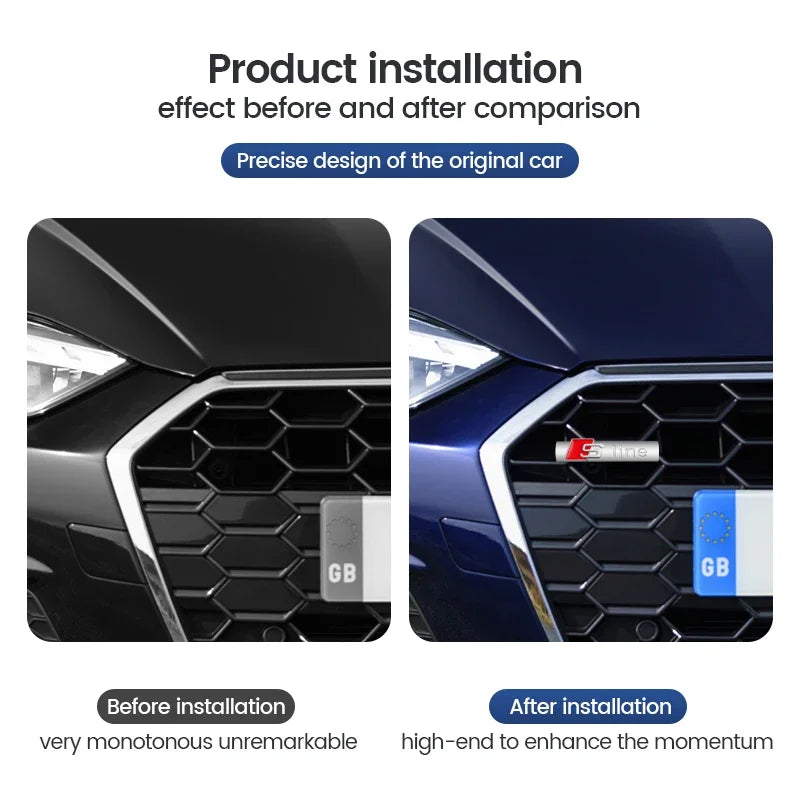 Emblema de productos para coche, parrilla, insignia de capó delantero, rejilla para Audi Sline