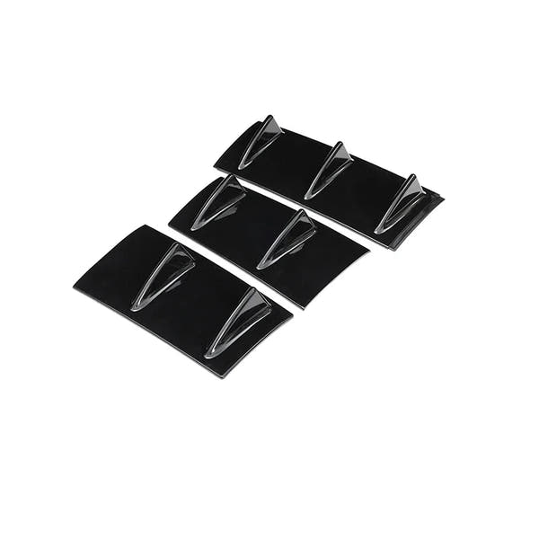 Nuevo Difusor de alerón de parachoques trasero Universal, 3 uds., negro brillante, 7 alas, estilo de aleta de tiburón, labio inferior del cuerpo