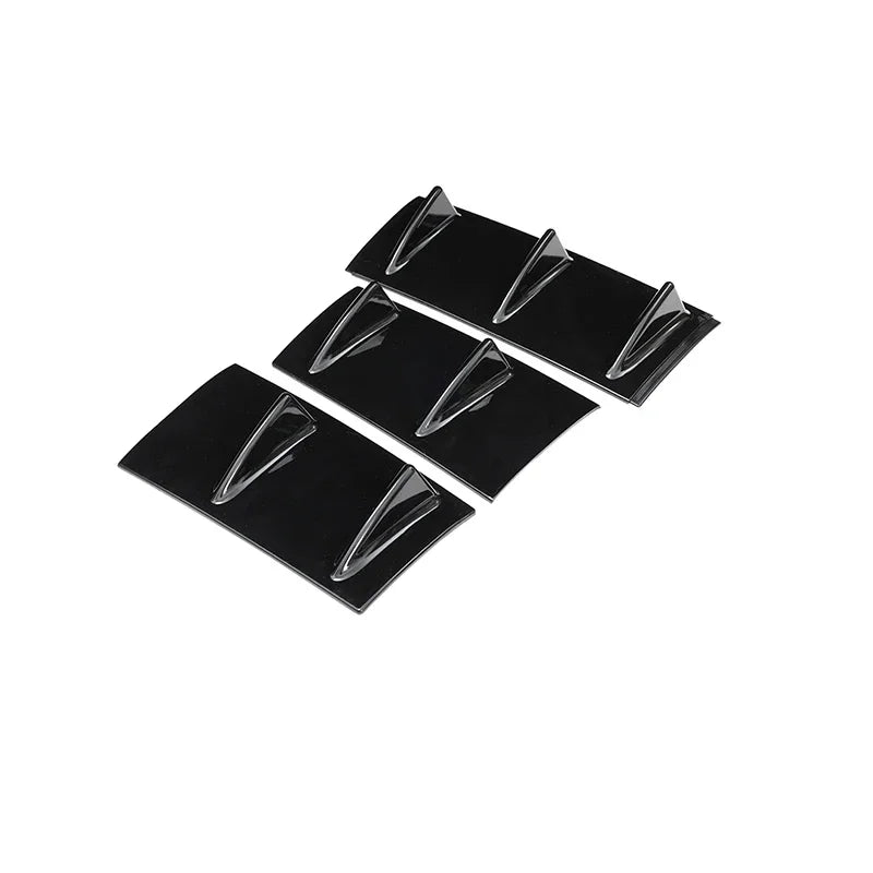 Nuevo Difusor de alerón de parachoques trasero Universal, 3 uds., negro brillante, 7 alas, estilo de aleta de tiburón, labio inferior del cuerpo