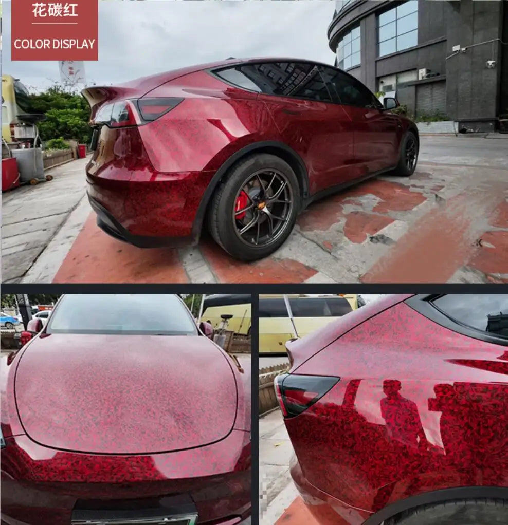 Envoltura de vinilo de fibra de carbono forjado con láser brillante, pegatina autoadhesiva para coche, película de carbono de vinilo brillante impermeable para calcomanía de coche