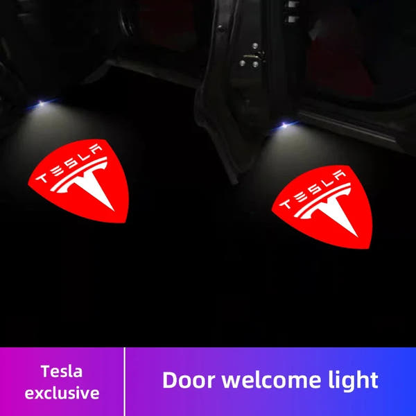 Luces LED Proyectoras Tesla – Bienvenida de Puerta, 2 Piezas (Model 3, S, X, Y, Cybertruck, Roadster)