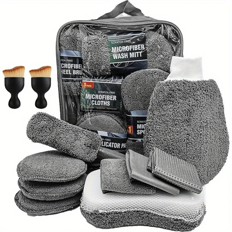 Kit de limpieza de automóviles de 11 piezas que incluye un cepillo para neumáticos, guantes de limpieza de microfibra, hace un excelente opción para limpieza de automóviles.