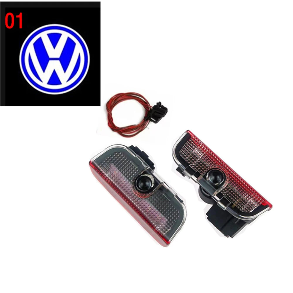2Pcs LED blue Welcome Projector Light Door Lamp For VW Golf 5 6 7 7N Touran CC Passat Magotan B6 B7 B8 Tiguan Car Styling