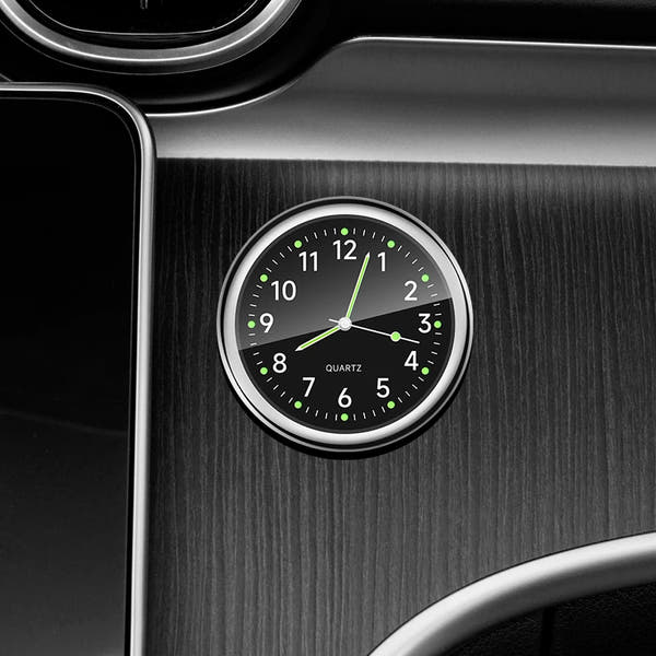 eloj decorativo brillante para coche, Mini reloj analógico de cuarzo para salpicadero de coche, reloj adhesivo para decoración exclusiva de coche, 1 ud.