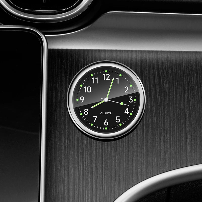 eloj decorativo brillante para coche, Mini reloj analógico de cuarzo para salpicadero de coche, reloj adhesivo para decoración exclusiva de coche, 1 ud.