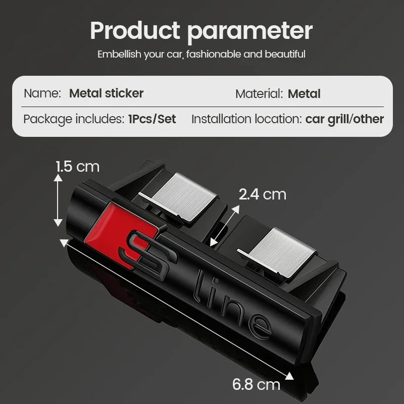 Emblema de productos para coche, parrilla, insignia de capó delantero, rejilla para Audi Sline
