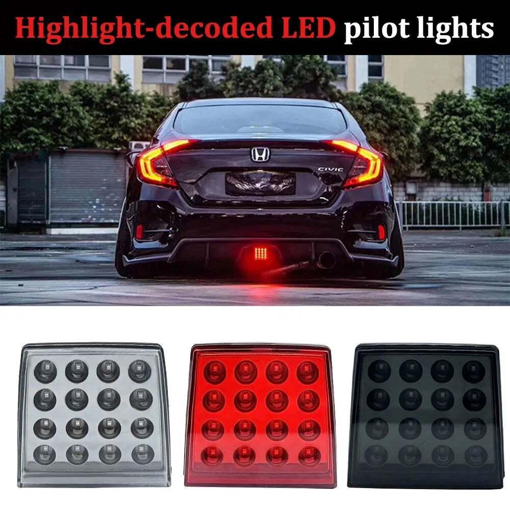 Luces antiniebla traseras LED de freno universales, luz de piloto trasera cuadrada, lámpara de parachoques trasero