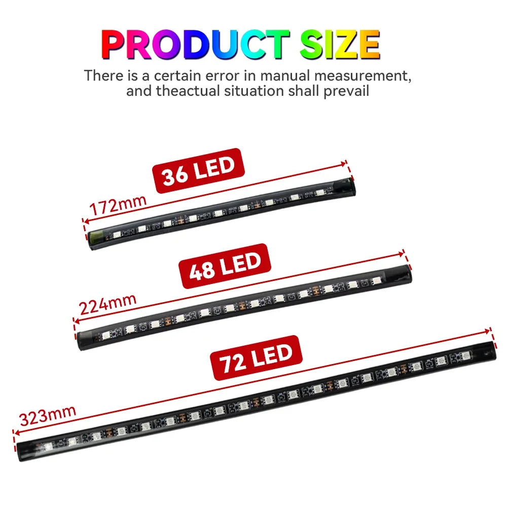 Neón 36 48 72 LED luz ambiental para pies Interior de coche Control remoto inalámbrico por aplicación de música lámpara decorativa de ambiente RGB automática
