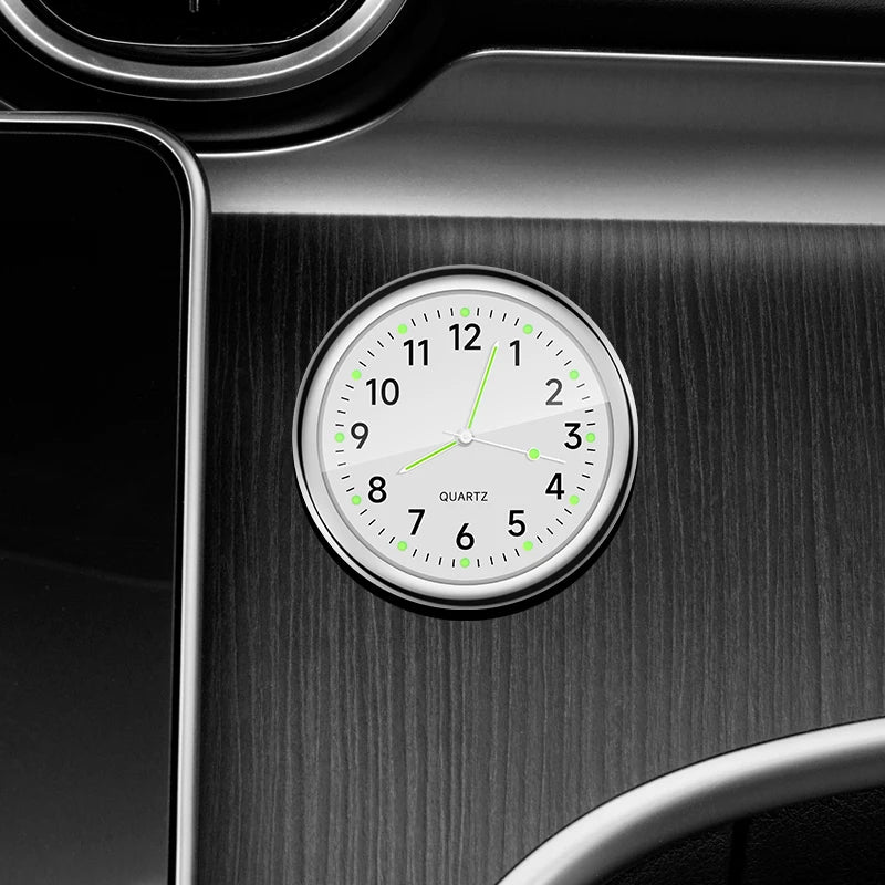 eloj decorativo brillante para coche, Mini reloj analógico de cuarzo para salpicadero de coche, reloj adhesivo para decoración exclusiva de coche, 1 ud.