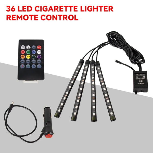 Neón 36 48 72 LED luz ambiental para pies Interior de coche Control remoto inalámbrico por aplicación de música lámpara decorativa de ambiente RGB automática