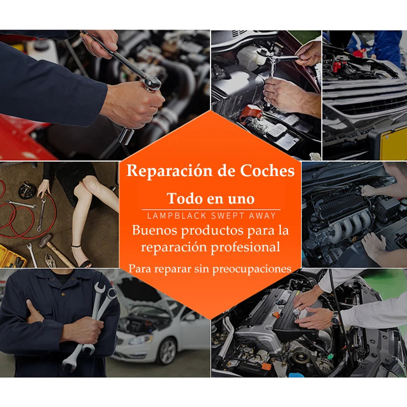 Kit de herramientas para reparación de automóviles de 46 piezas, juego de dados de 1/4 de pulgada, conjunto de llaves de carraca y torque, conjunto de reparación de autos, herramienta para mecánico