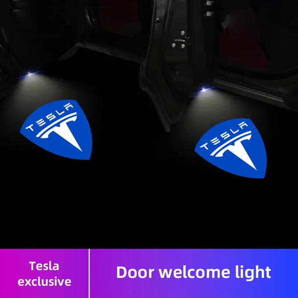 Luces LED Proyectoras Tesla – Bienvenida de Puerta, 2 Piezas (Model 3, S, X, Y, Cybertruck, Roadster)