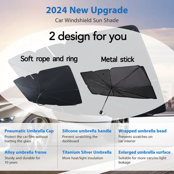 Parasol para parabrisas de coche 2025, sombrilla plegable para protección solar, cubierta frontal para bloquear rayos UV y calor, protector portátil