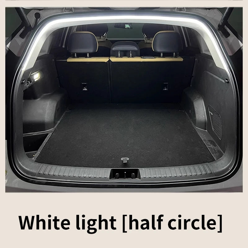 Iluminación de maletero de alto brillo para coche, luz ambiental, decoración interior, cableado LED, tira de luces para puerta trasera con detección automática sin cables