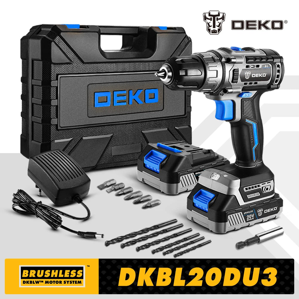DEKO Taladro Inalámbrico 20V Brushless – Máxima Potencia y Precisión para tus Proyectos de DIY