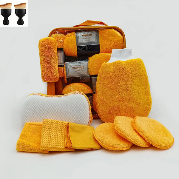 Kit de limpieza de automóviles de 11 piezas que incluye un cepillo para neumáticos, guantes de limpieza de microfibra, hace un excelente opción para limpieza de automóviles.