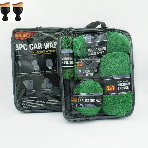 Kit de limpieza de automóviles de 11 piezas que incluye un cepillo para neumáticos, guantes de limpieza de microfibra, hace un excelente opción para limpieza de automóviles.