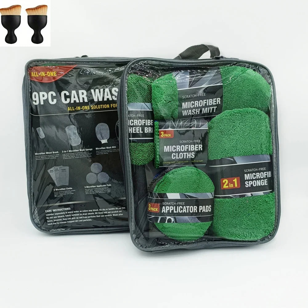 Kit de limpieza de automóviles de 11 piezas que incluye un cepillo para neumáticos, guantes de limpieza de microfibra, hace un excelente opción para limpieza de automóviles.