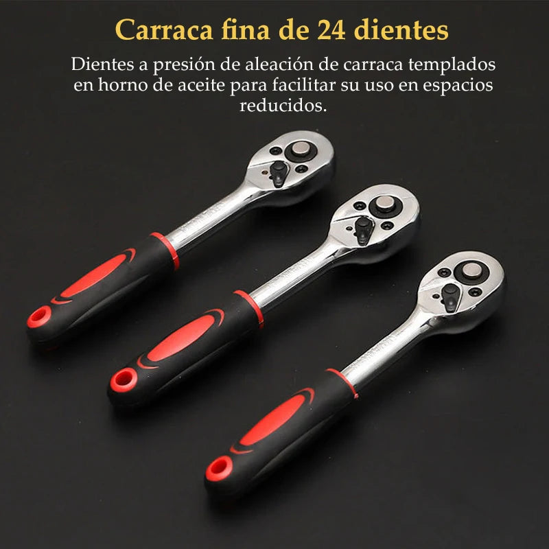 Kit de herramientas para reparación de automóviles de 46 piezas, juego de dados de 1/4 de pulgada, conjunto de llaves de carraca y torque, conjunto de reparación de autos, herramienta para mecánico