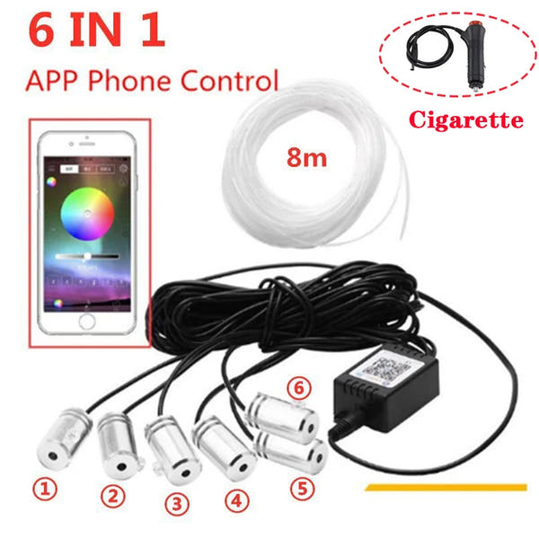 ¡Ilumina tu auto! Luces LED RGB 8M con Control por App – Kit 6 en 1 para Interior Vehicular