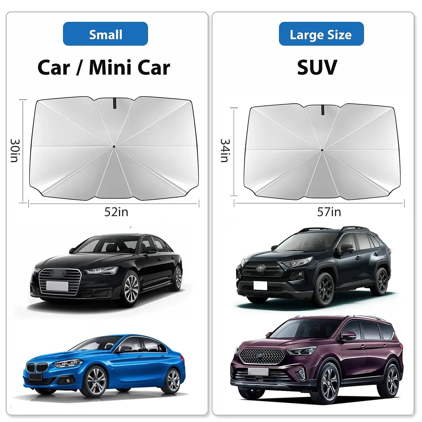 Parasol para parabrisas de coche 2025, sombrilla plegable para protección solar, cubierta frontal para bloquear rayos UV y calor, protector portátil