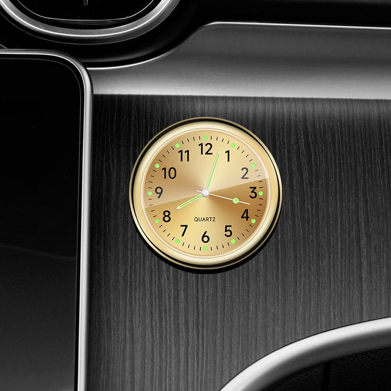 eloj decorativo brillante para coche, Mini reloj analógico de cuarzo para salpicadero de coche, reloj adhesivo para decoración exclusiva de coche, 1 ud.