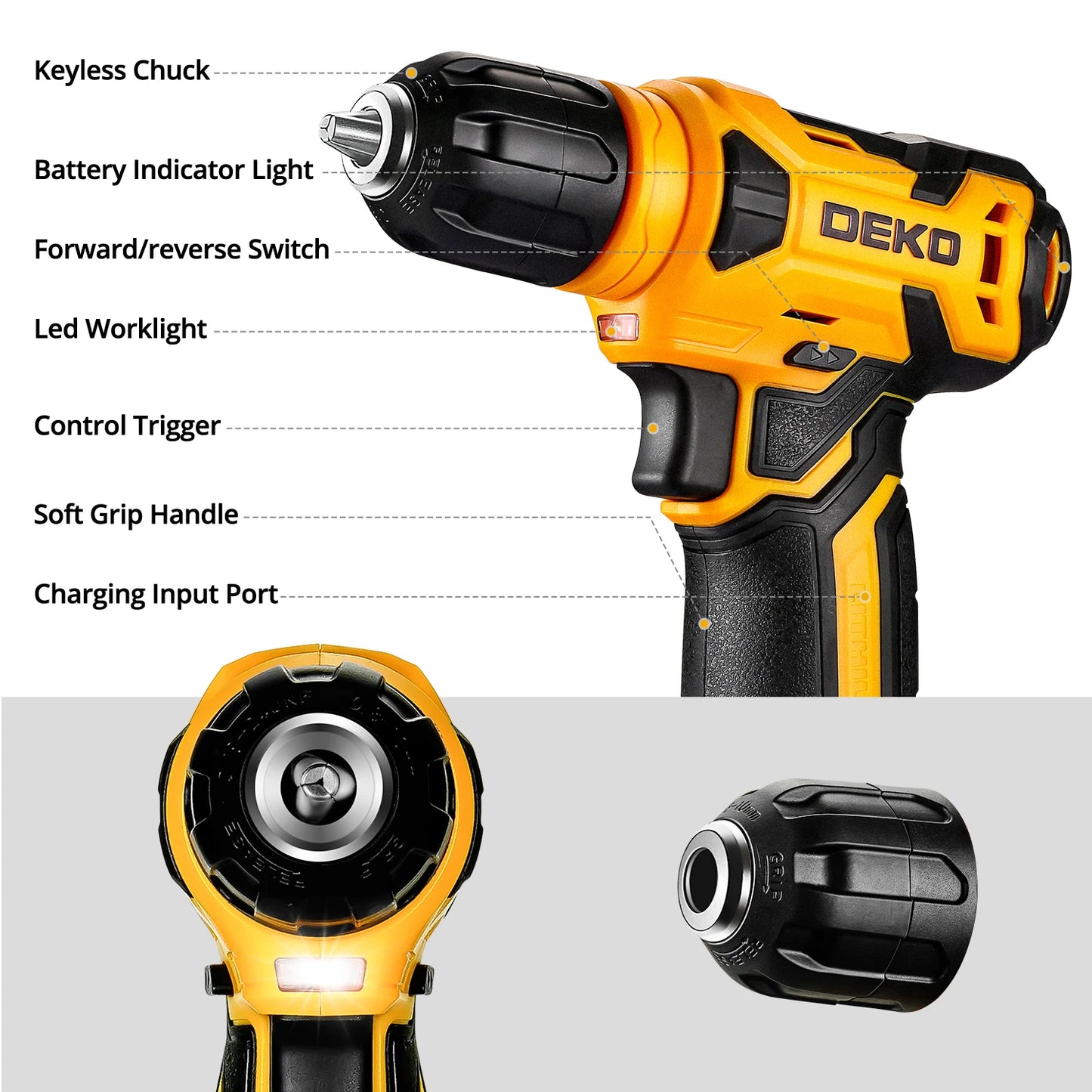 Set de Herramientas Eléctricas DEKO DKMT126 | Taladro + Destornillador + Accesorios