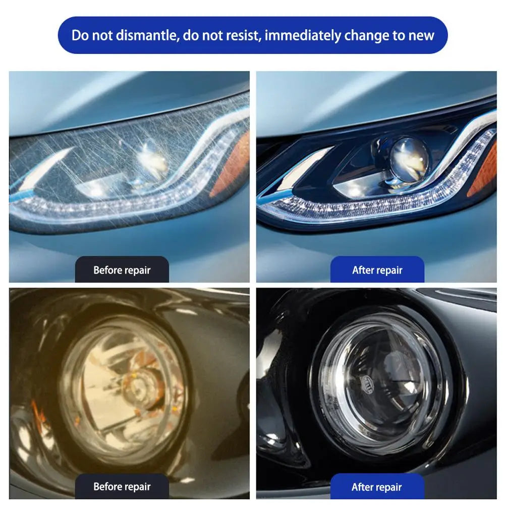 Kit de restauración de faros de coche, abrillantador químico, pulidor de faros, restaurador, juego de pasta de pulido, lijado de cera para faros de coche