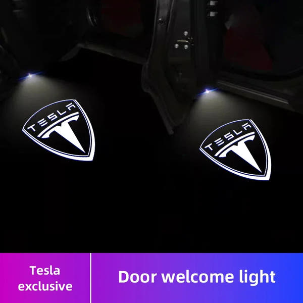 Luces LED Proyectoras Tesla – Bienvenida de Puerta, 2 Piezas (Model 3, S, X, Y, Cybertruck, Roadster)