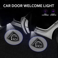Luz Led de bienvenida para puerta de coche proyector láser inalámbrico Logo lámpara de sombra fantasma para Peugeot