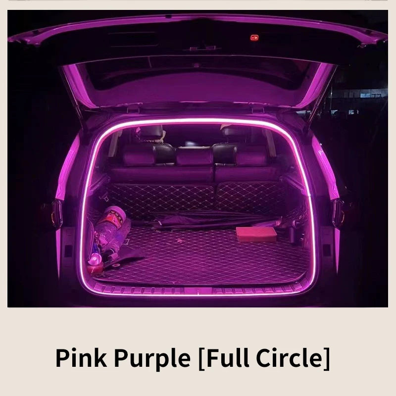 Iluminación de maletero de alto brillo para coche, luz ambiental, decoración interior, cableado LED, tira de luces para puerta trasera con detección automática sin cables