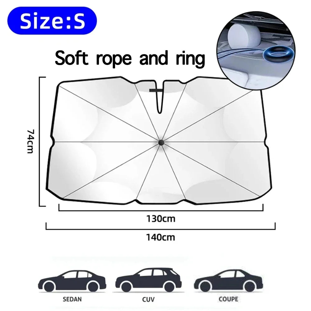 Parasol para parabrisas de coche 2025, sombrilla plegable para protección solar, cubierta frontal para bloquear rayos UV y calor, protector portátil
