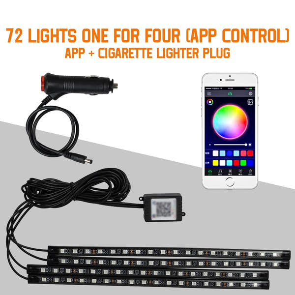 Neón 36 48 72 LED luz ambiental para pies Interior de coche Control remoto inalámbrico por aplicación de música lámpara decorativa de ambiente RGB automática