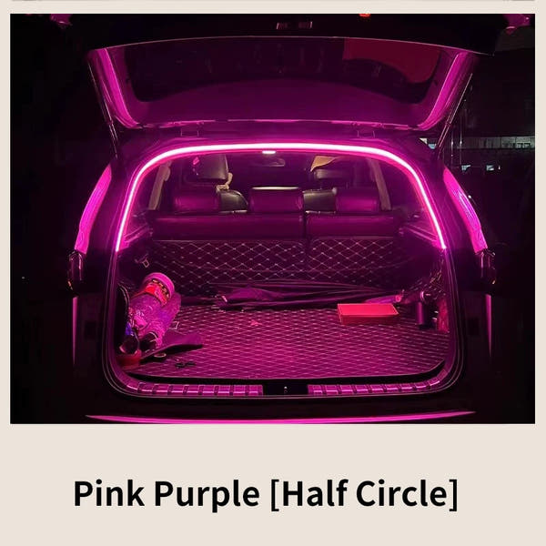 Iluminación de maletero de alto brillo para coche, luz ambiental, decoración interior, cableado LED, tira de luces para puerta trasera con detección automática sin cables