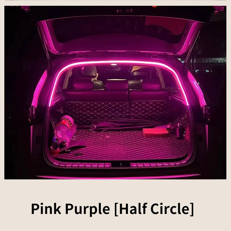 Iluminación de maletero de alto brillo para coche, luz ambiental, decoración interior, cableado LED, tira de luces para puerta trasera con detección automática sin cables