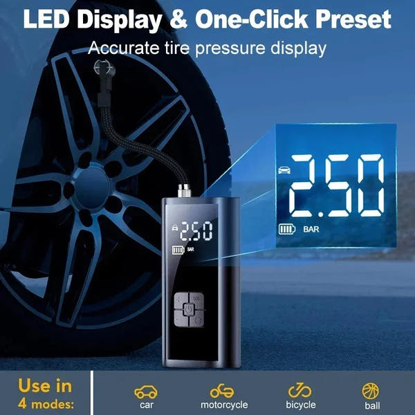 Car Wireless Air Pump Air Compressor Tire Ball Inflator LED Light Tyre Inflator 150PSI Electric for Car Motorcycles Bicycles