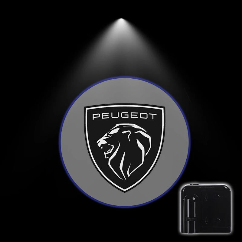 Luz Led de bienvenida para puerta de coche proyector láser inalámbrico Logo lámpara de sombra fantasma para Peugeot