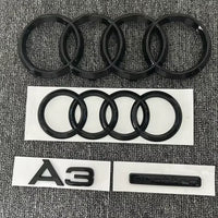 Logotipo de 4 anillos ABS negro capó de coche capó delantero parrilla maletero trasero emblema