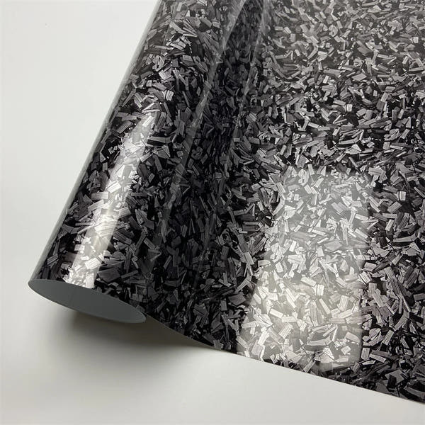 Envoltura de vinilo de fibra de carbono forjado con láser brillante, pegatina autoadhesiva para coche, película de carbono de vinilo brillante impermeable para calcomanía de coche