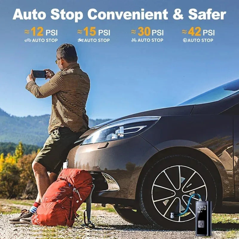 Car Wireless Air Pump Air Compressor Tire Ball Inflator LED Light Tyre Inflator 150PSI Electric for Car Motorcycles Bicycles