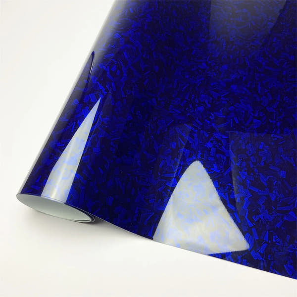 Envoltura de vinilo de fibra de carbono forjado con láser brillante, pegatina autoadhesiva para coche, película de carbono de vinilo brillante impermeable para calcomanía de coche