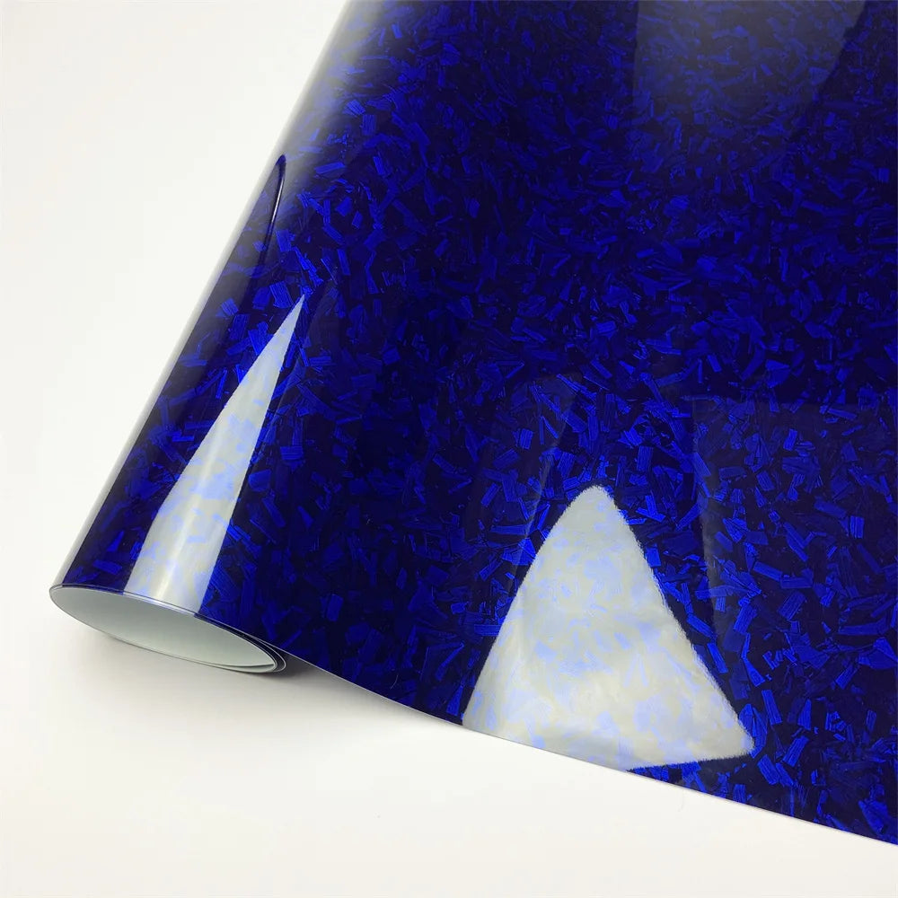 Envoltura de vinilo de fibra de carbono forjado con láser brillante, pegatina autoadhesiva para coche, película de carbono de vinilo brillante impermeable para calcomanía de coche