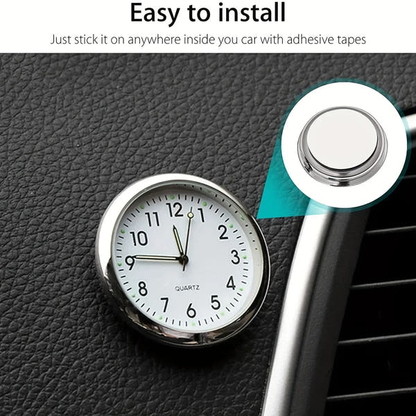 eloj decorativo brillante para coche, Mini reloj analógico de cuarzo para salpicadero de coche, reloj adhesivo para decoración exclusiva de coche, 1 ud.